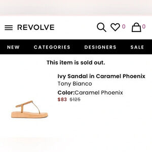 Tony Bianco Revolve Ivy Leather Sandal In Carmel Phoenix NWT Casual Size 8